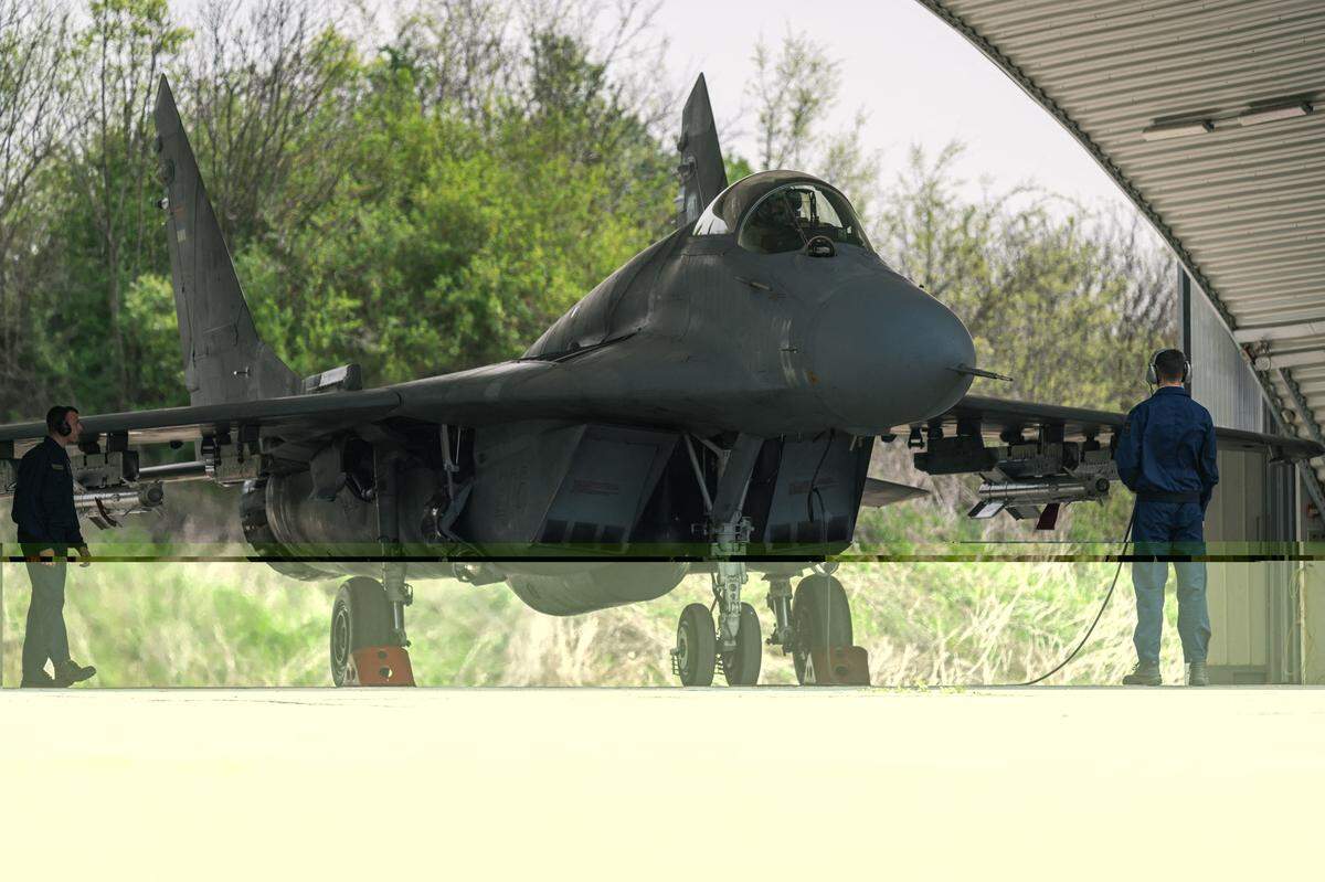 A MiG-29, a Soviet-era jet fighter the Cuban air force uses, is seen here in Serbia. 