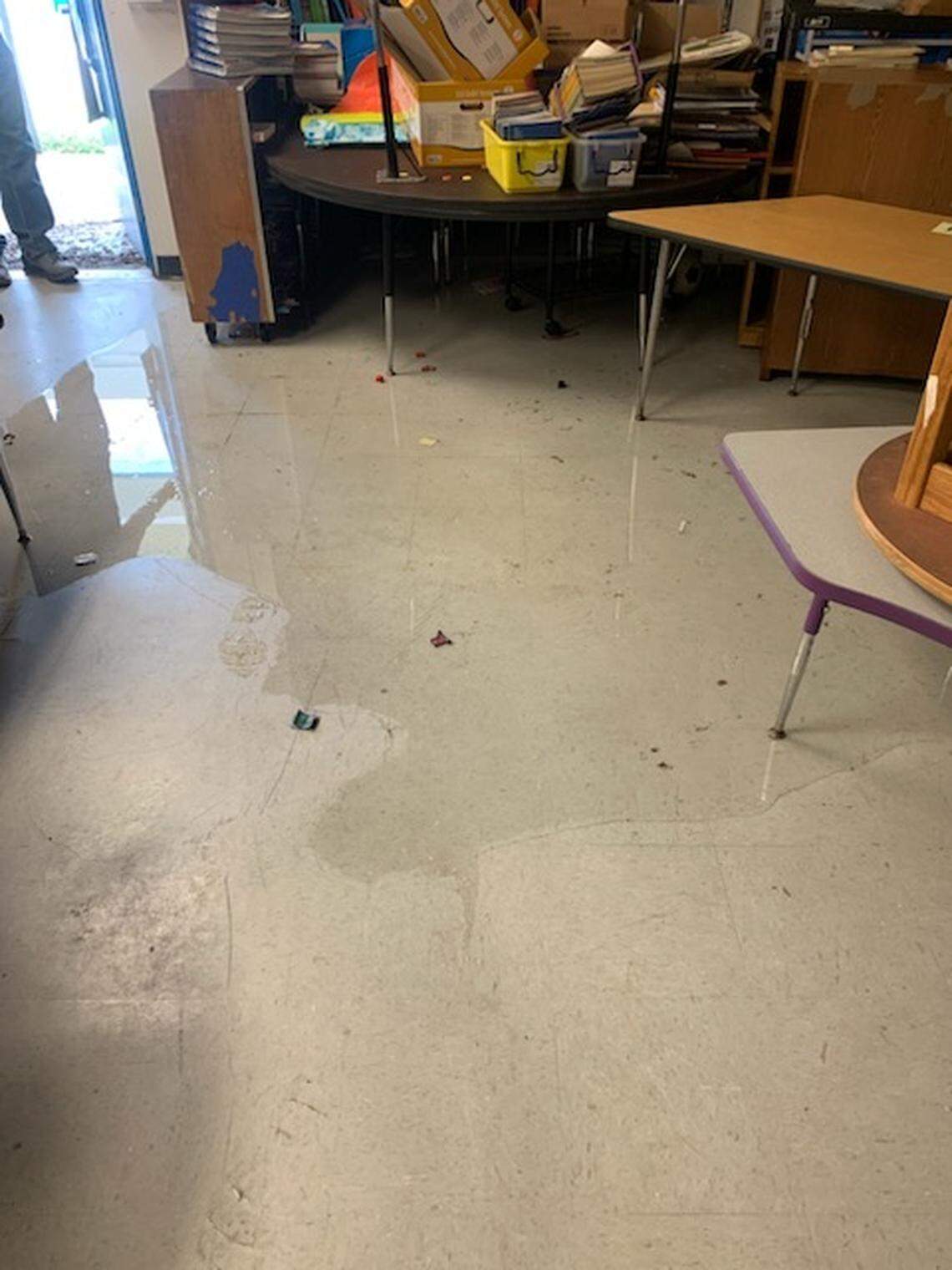 Damage left behind at Walker Elementary School in Fort Lauderdale following historical rainfall on the week of April 12, 2023.