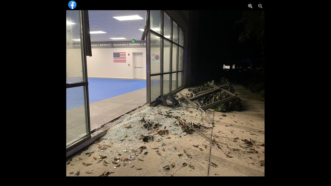 A driver crashed through the window wall of a Florida taekwondo studio, police said.