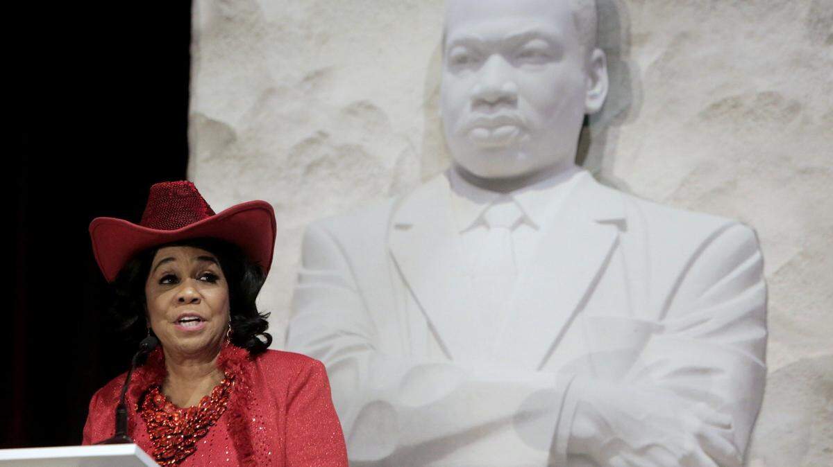 Congresswoman Frederica S. Wilson speaks during the 5000 Role Models of Excellence Project 26th Annual Dr. Martin Luther King Jr. Scholarship Breakfast at the Miami Beach Convention Center in January 2019.