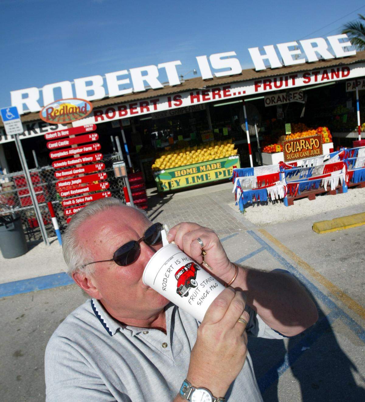 Lyle Landgren, of South Dakota drinks one of the famous shakes from Robert Is Here in this 2007 file photo.