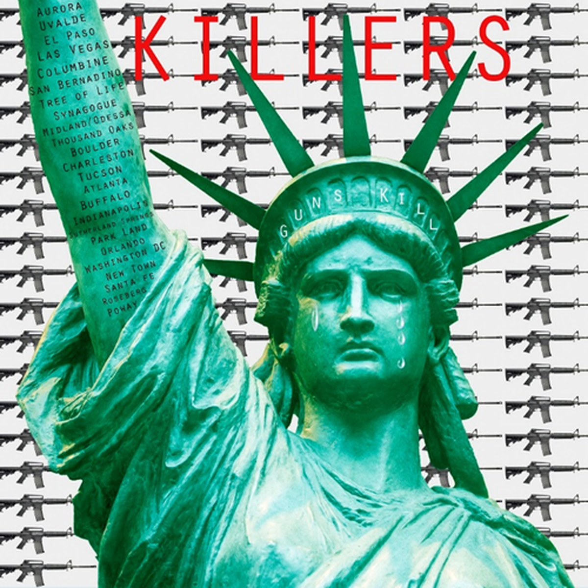 La obra 'Guns Kill'; de Bonnie Lautenberg, expuesta en el Jewish Museum of Florida - FIU, se subastará a beneficio de los esfuerzos contra la violencia.