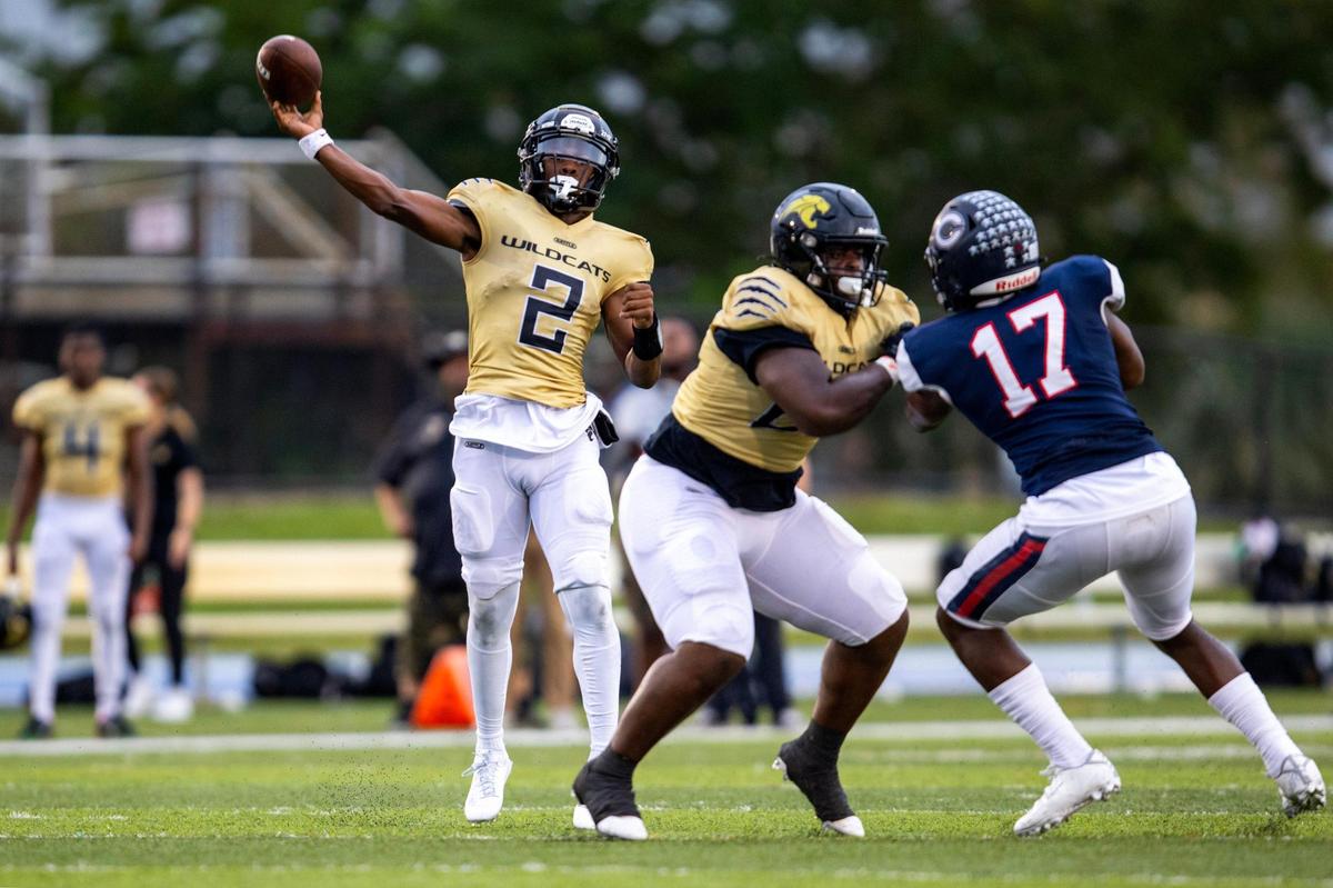 Western quarterback Koby Howard (2) throws the ball during the first half of an FHSAA football playoff game against Columbus at Tropical Park in Miami, Florida, on Friday, November 24, 2023.