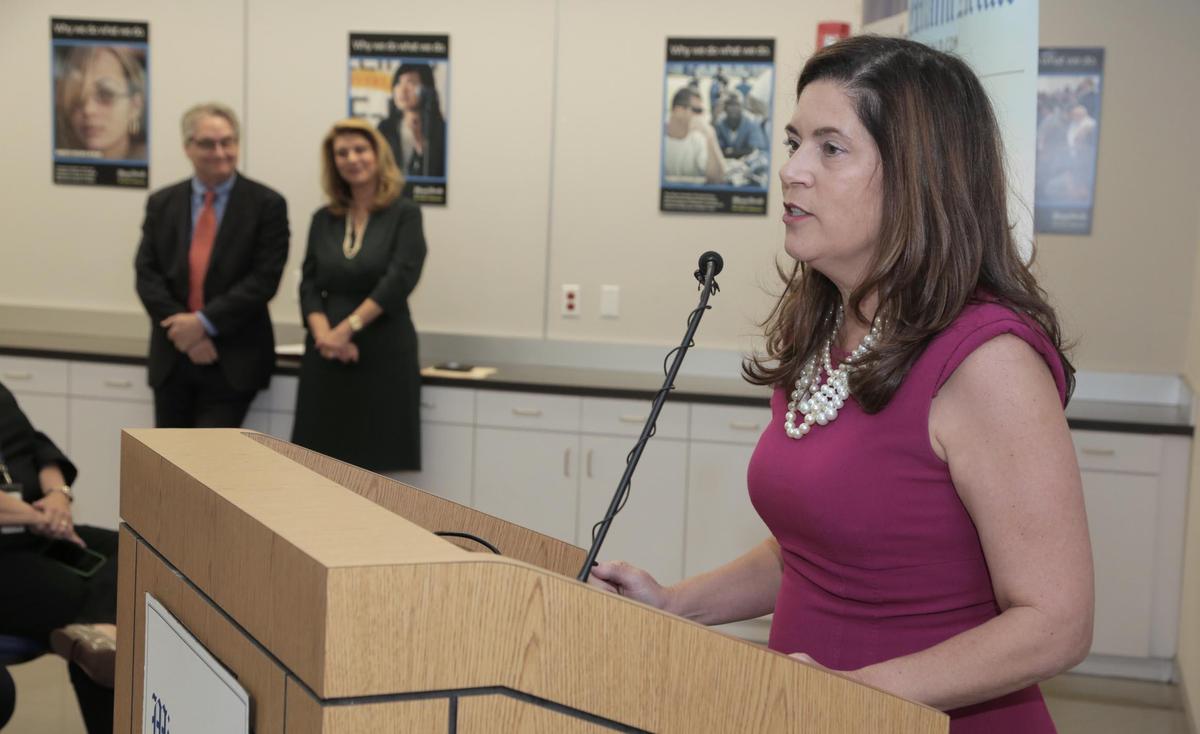 Aminda Marqués González speaks to Miami Herald and el Nuevo Herald employees on March 8, 2019, after it was announced that she will expand her leadership role with the Miami Herald Media Company as its editor and publisher. Alexandra Villoch, current president and publisher and also publisher for McClatchy, East Region, is stepping down to take on a new role as chief executive officer for the Baptist Health South Florida Foundation.