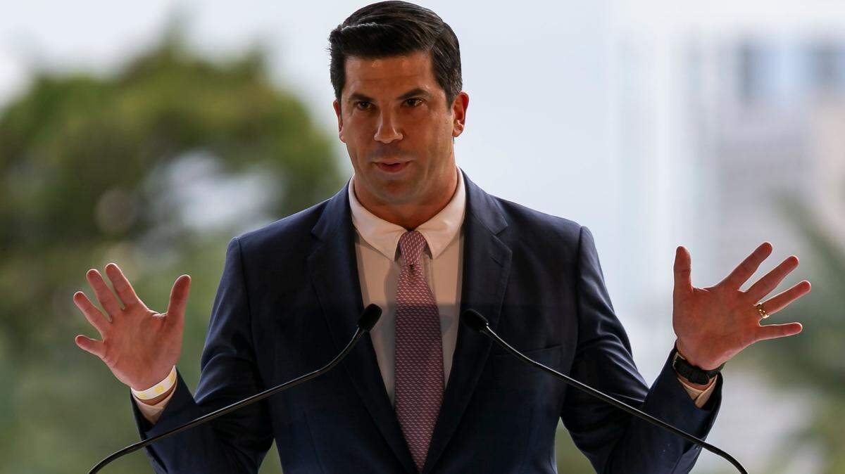 District Judge Roy K. Altman speaks during Miami Mayor Francis Suarez’s inauguration on Monday, January 3, 2022.