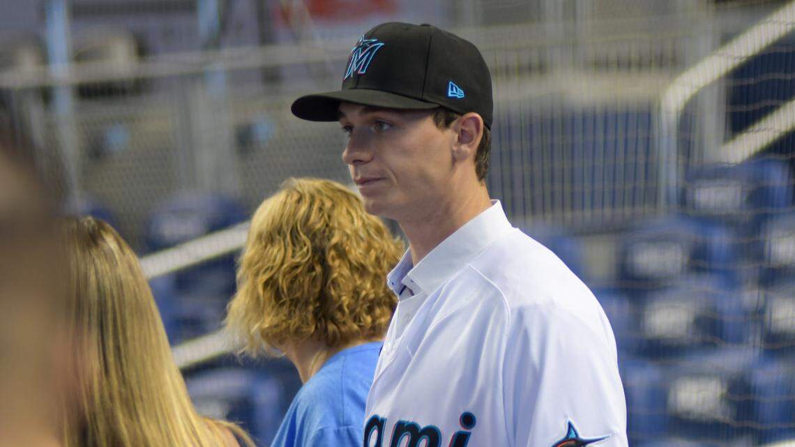 Infielder Cody Morissette, the Miami Marlins’ second-round pick in the 2021 MLB Draft, at loanDepot park on Friday, July 23, 2021.