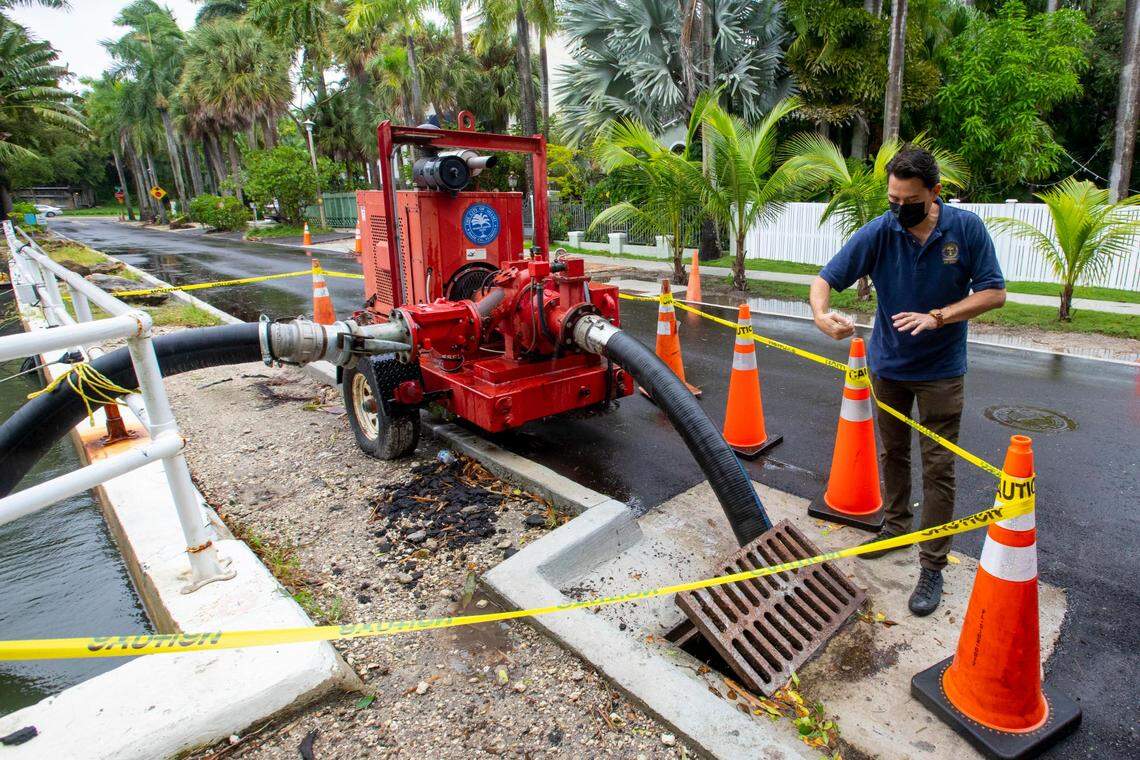 Former Miami City Commissioner Ken Russell explains how newly installed one-way tidal valves and temporary pumps will help reduce flood risk before the approach of Tropical Storm Eta in 2020.