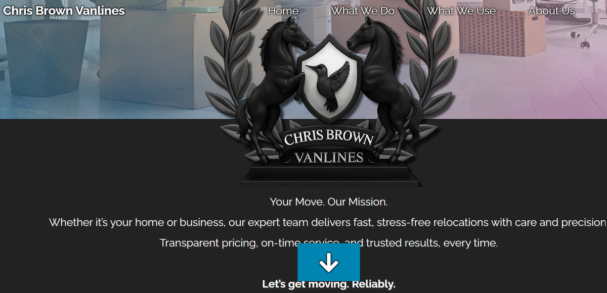 The top of the website for Chris Brown Vanlines.