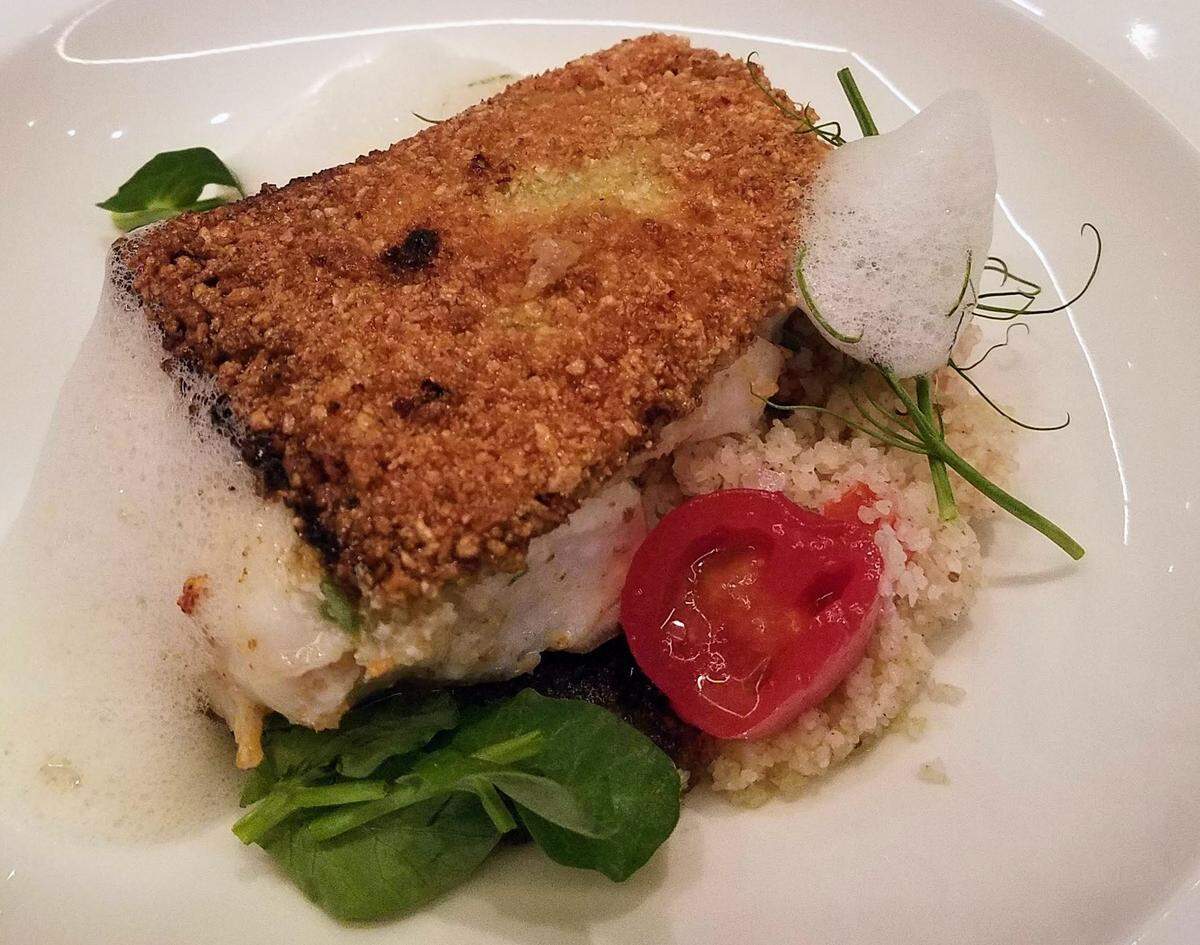 Garri-encrusted grouper from Chef Miguel Massens.