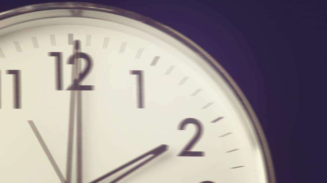 Analog clock with the time 2 o’clock 820471742 Royalty Free Download from Getty Images. Image illustrated and toned by McClatchy.