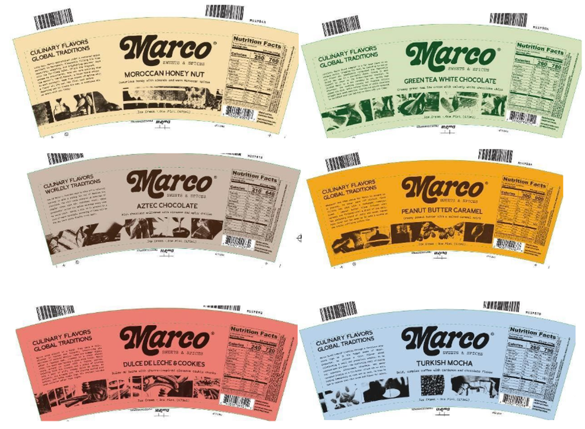 Recalled Marco’s ice cream varieties.
