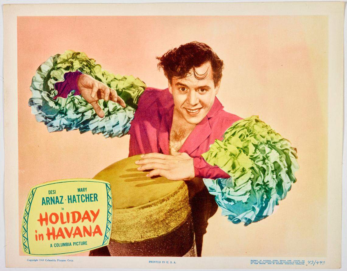 “Holiday in Havana” lobby card, 1949, published by Columbia Pictures. From the show “Turn the Beat Around” at the Wolfsonian-FIU, Oct. 28 - April 16, 2023.