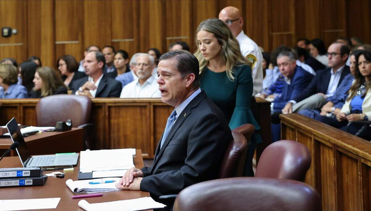 George Pino reacts after attorneys deliver opening statements in his trial on Monday, June 8, 2026. Pino is charged in connection to the crash that killed 17-year-old Lucy Fernandez.