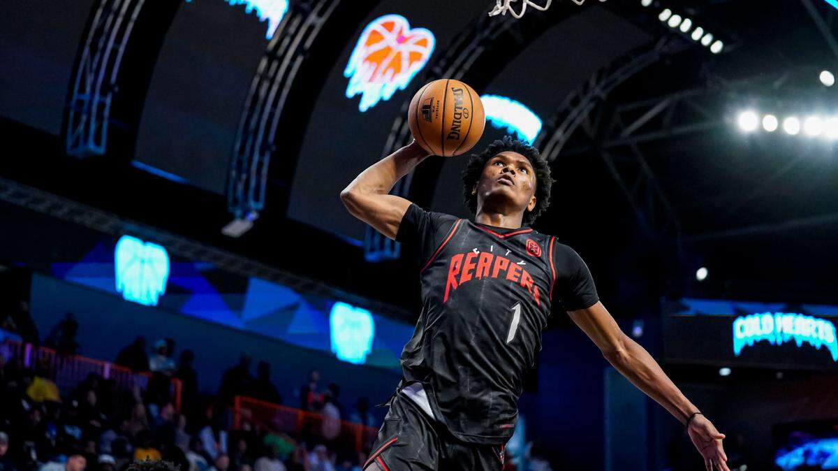 Dec 9, 2022; Atlanta, GA, USA; City Reapers guard Amen Thompson (1) shown during the game against the Cold Hearts at Overtime Elite. Mandatory Credit: Dale Zanine-USA TODAY Sports