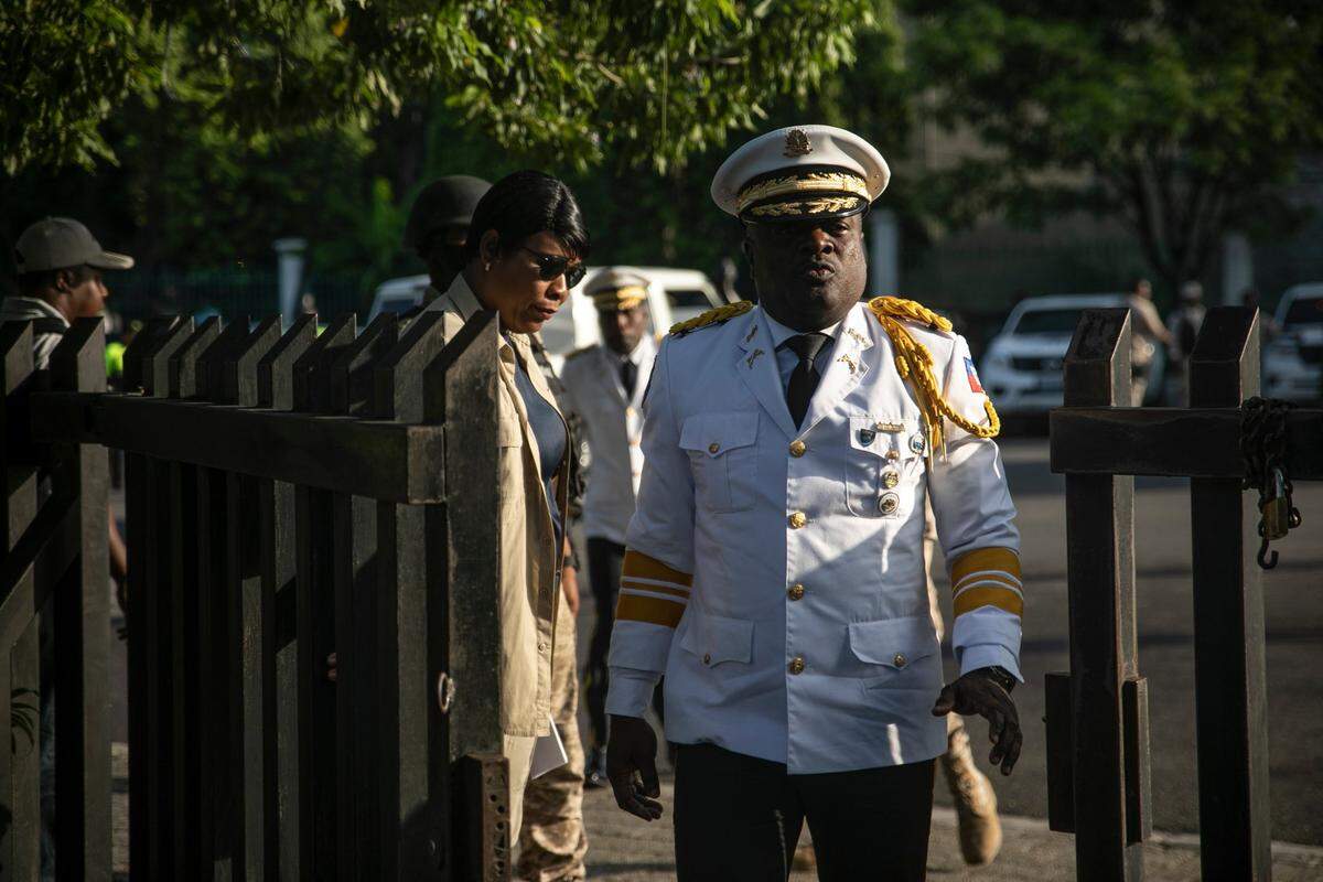 Haitian Police Chief Frantz Elbe arrives to the National Pantheon Museum for a ceremony marking the death anniversary of revolutionary leader Jean-Jacques Dessalines in Port-au-Prince, Haiti, Monday, Oct. 17, 2022.