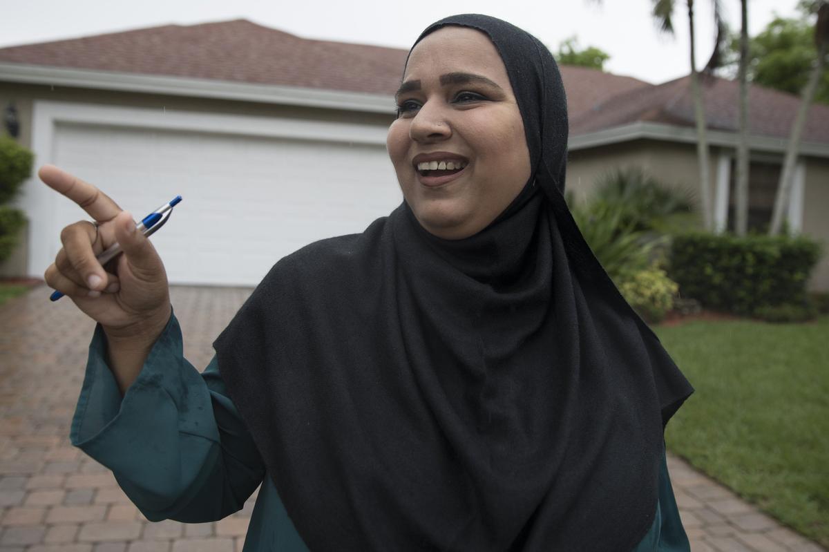 Saima Farooqui, who is running for Broward's District 96 seat in the state House of Representatives, is shown canvassing in a neighborhood in Coconut Creek on Sunday, June 10, 2018.