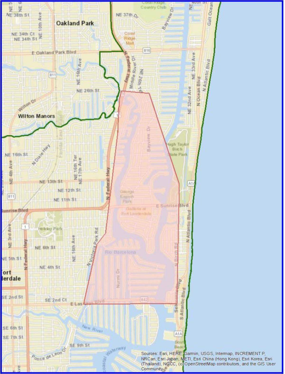 There’s a precautionary water activity advisory for the shaded area.