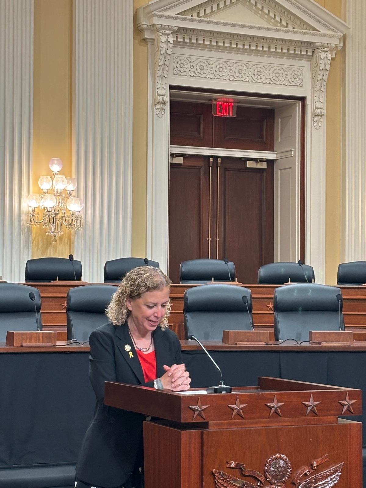 Florida Democratic U.S. Rep. Debbie Wasserman Schultz defended the funding of democracy promotion programs during an event in Capitol Hill honoring the late Cuban dissident Oswaldo Payá.