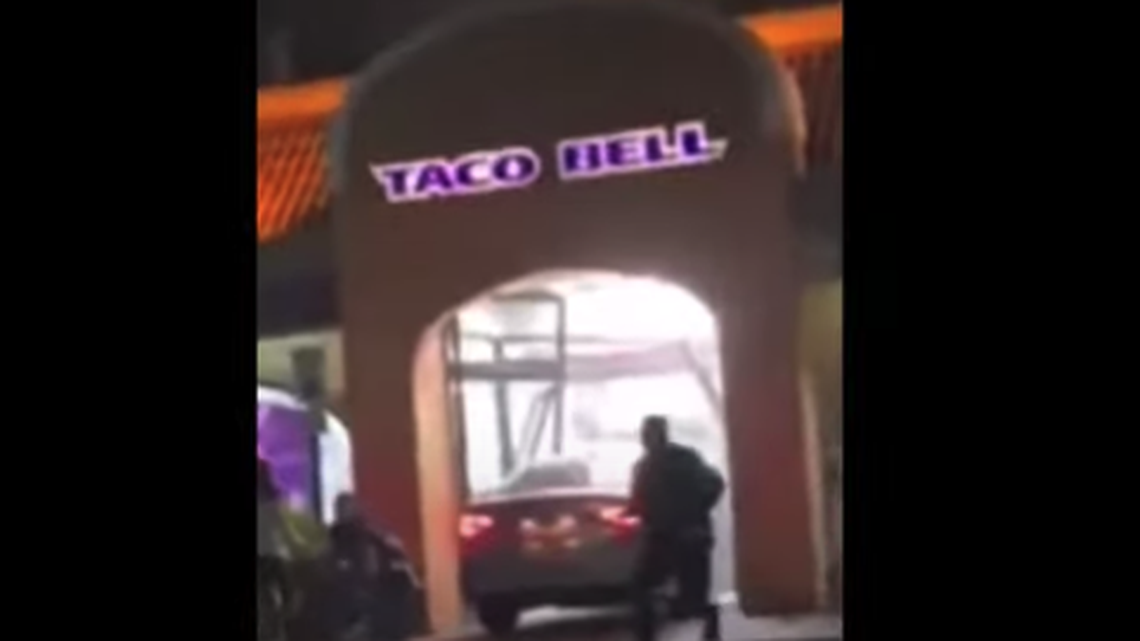 A driver crashed into a Taco Bell Wednesday in Maryland after a drive-thru worker was assaulted, cops say.