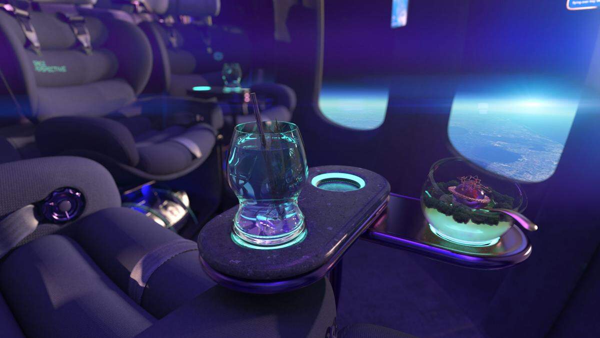 Interior render of the Space Lounge aboard Space Perspectives Spaceship Neptune/ SPACE PERSPECTIVE