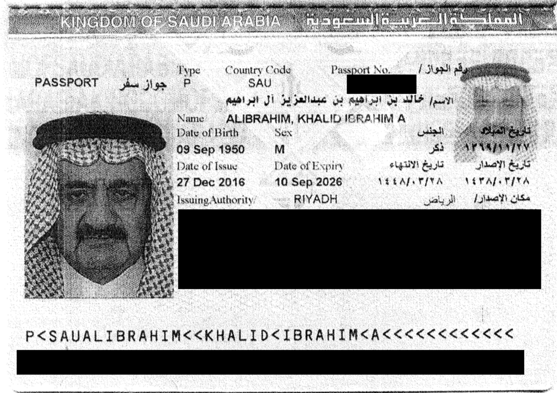 Now-leaked copy of Khalid I. Al-Ibrahim’s passport.