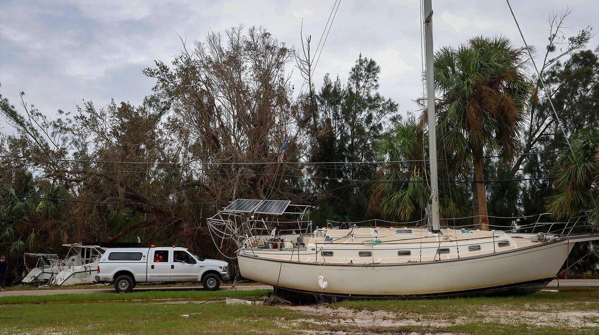 Hurricane Milton’s storm surge moved and damaged boats in Port Charlotte in 2024. Many others wind up abandonded in waterways. 