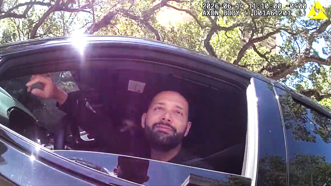 Body cam: Miami cop questioned Calvo about turning on police lights on his car during stop