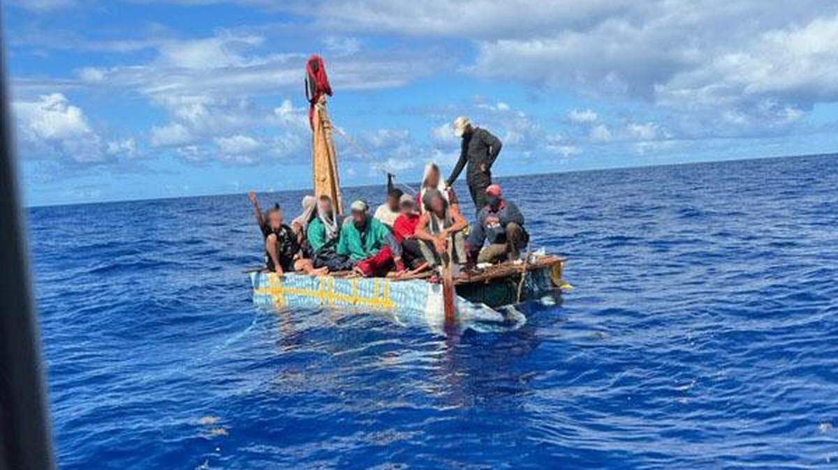 Several people from Cuba are on board a migrant vessel the Coast Guard stopped about 17 miles south of the Middle Florida Keys city of Marathon on Monday, April 18, 2022.