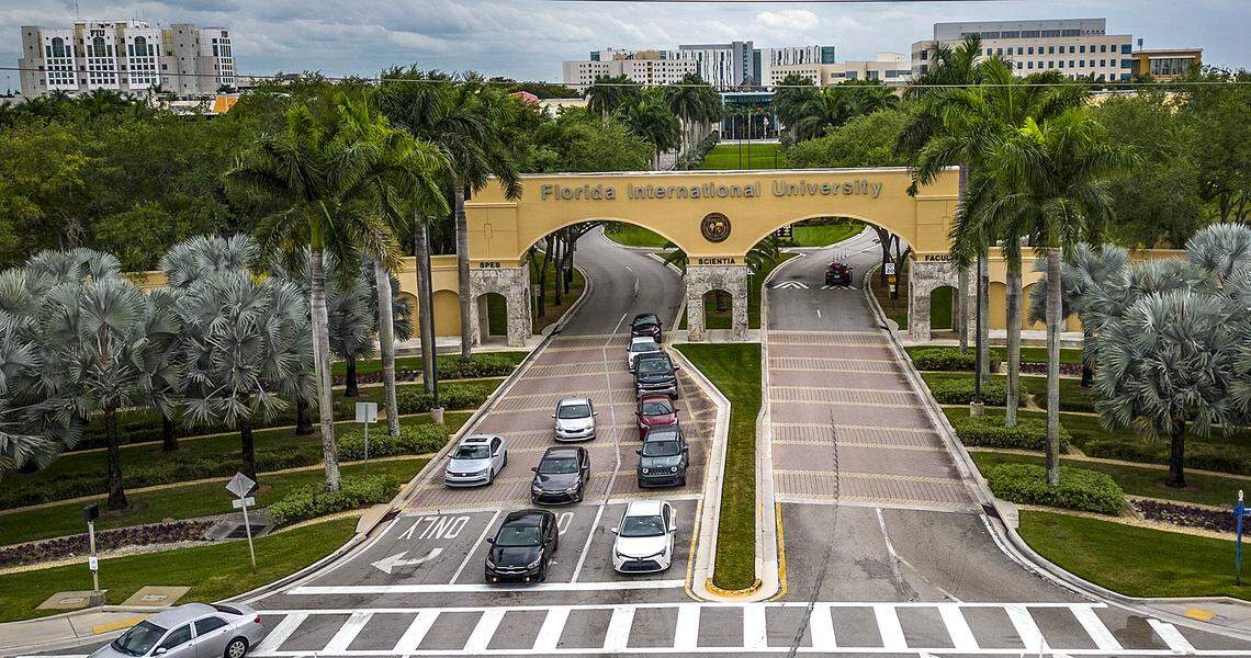 View of the Florida International University  main entrance on SW 8th Street at the Modesto Maidique Campus in Miami, on Wednesday March 15, 2023.