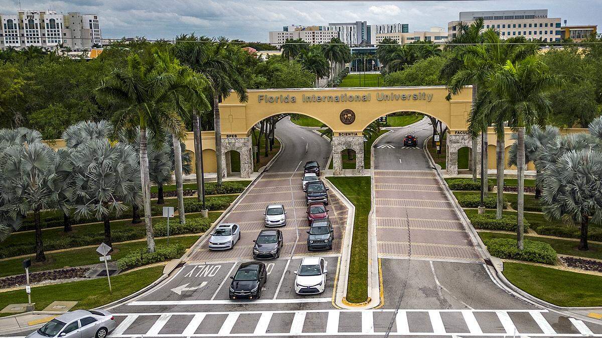 View of the Florida International University main entrance in Miami on March 15, 2023.