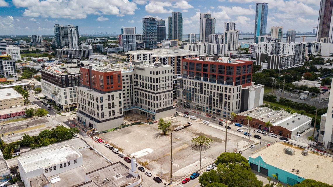 A developer is proposing a 48-story tower at this vacant Wynwood lot under the Live Local Act, which preempts local zoning rules. Wynwood has been limited to 12 stories under a 10-year old special zoning plan. The lot is located between NW 21 and 22 streets and between North Miami Avenue. and NW Miami Court in Miami, Florida on Friday, June 21, 2024.