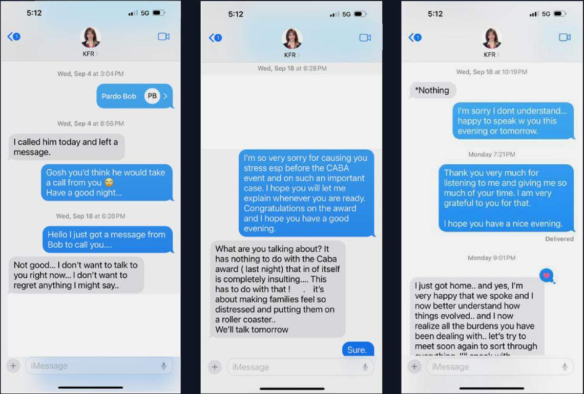 Texts between Miami-Dade State Attorney Katherine Fernandez Rundle and Assistant State Attorney Laura Adams reveal tension between the pair over the Pino case. The exchange was provided to the Herald in a public records request.