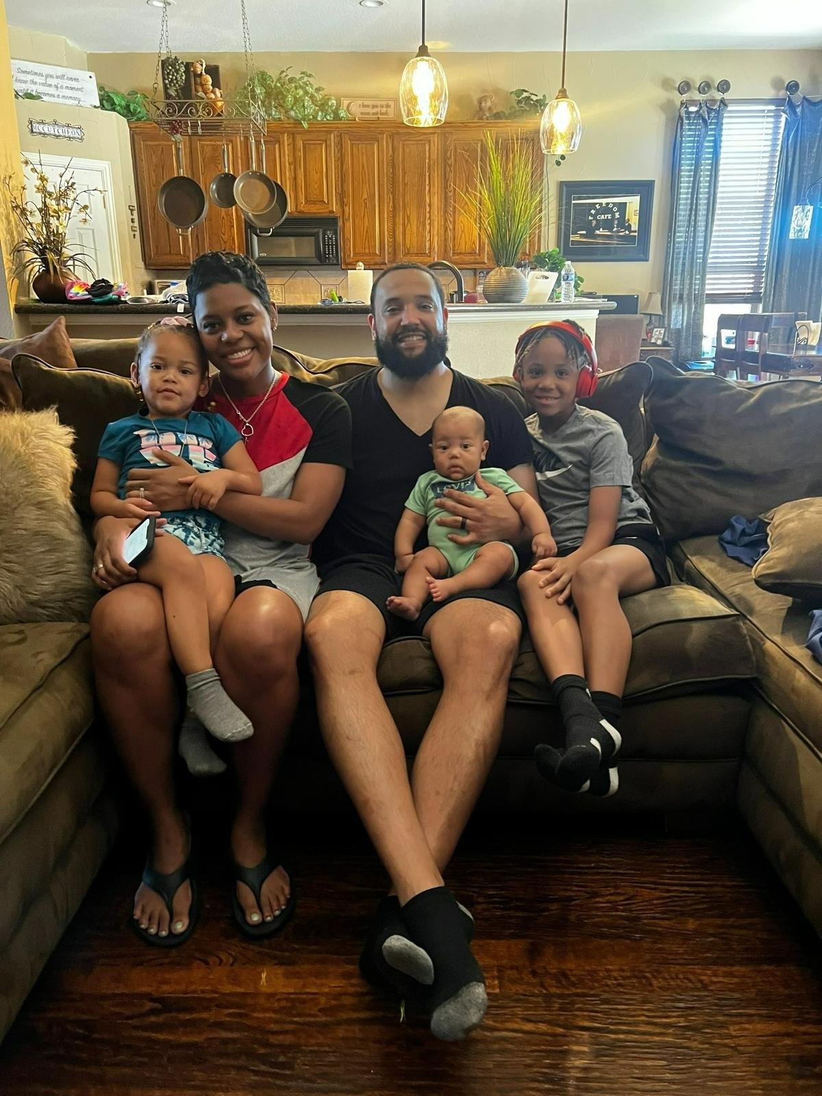 Miramar High boys’ basketball coaches, Tramaine Stevens (right) and Krystal Saunders (left), joined by their children, Autumn (far left), Ace (middle) and Stevens’ son, Amir (right).