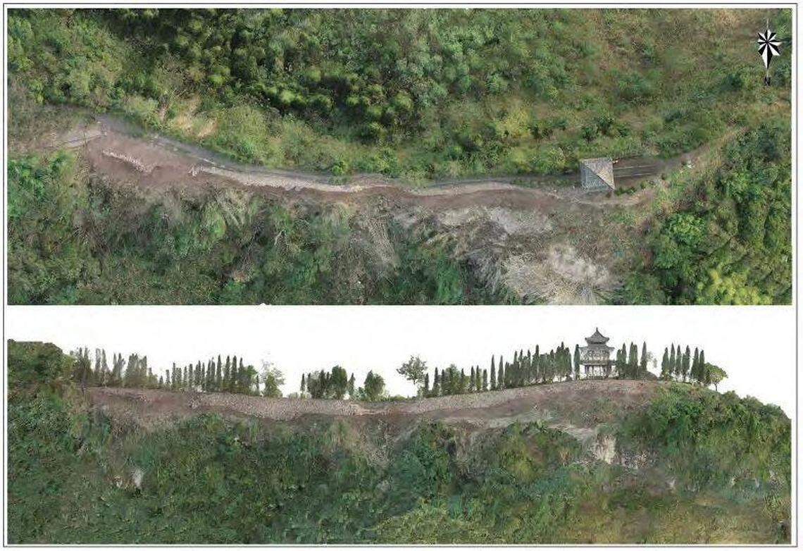 A fortress wall where an observation tower may have stood.