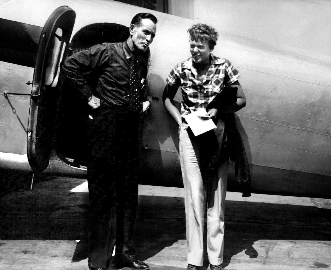 Amelia Earhart and navigator Fred Noonan.
