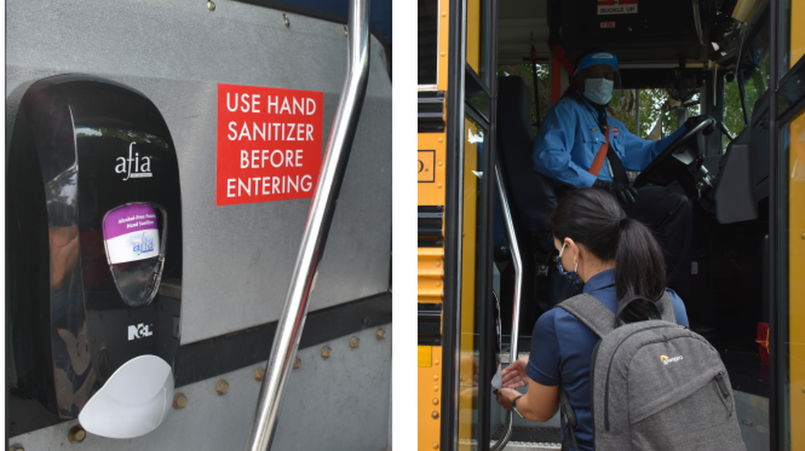 Miami-Dade County Public School buses last year had hand sanitizer available to help kids keep their hands clean to reduce the spread of COVID-19.