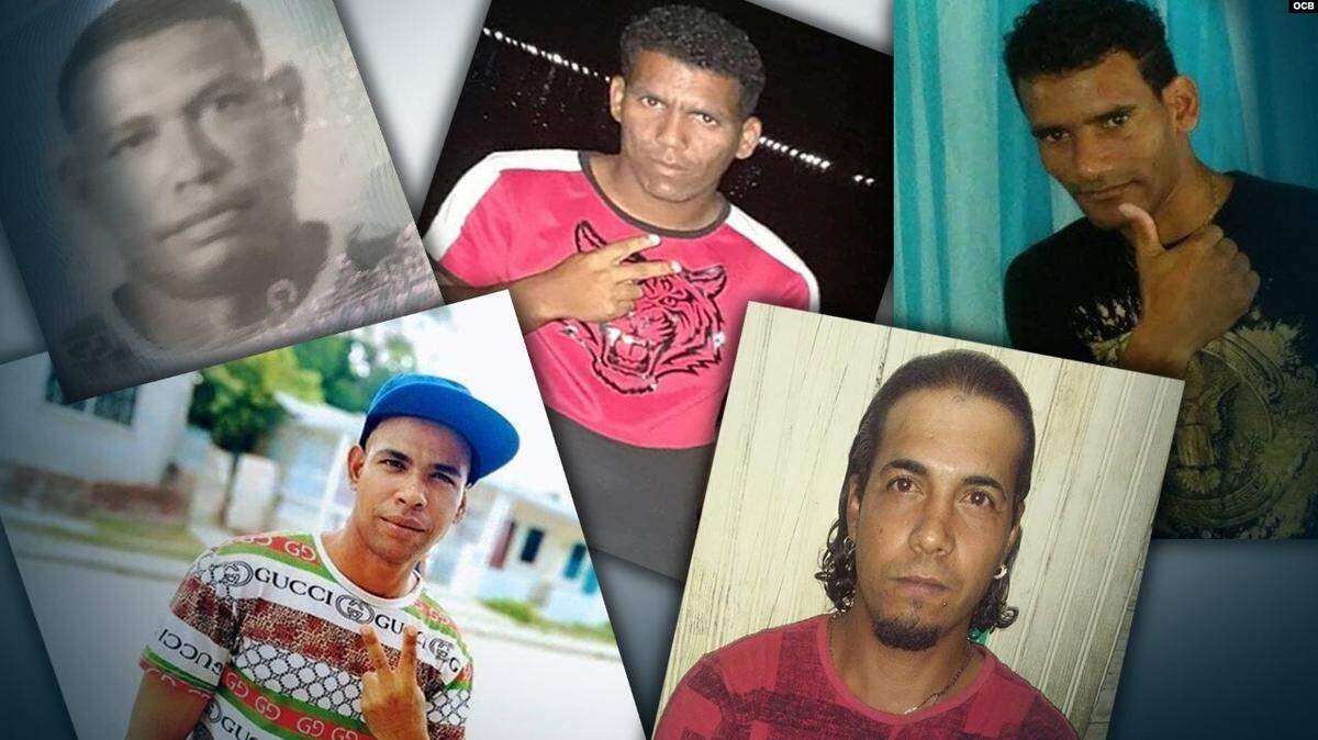 Photos from social media of five people detained during protests in Caimanera, Cuba, on Saturday. Credit: Radio Television Marti
