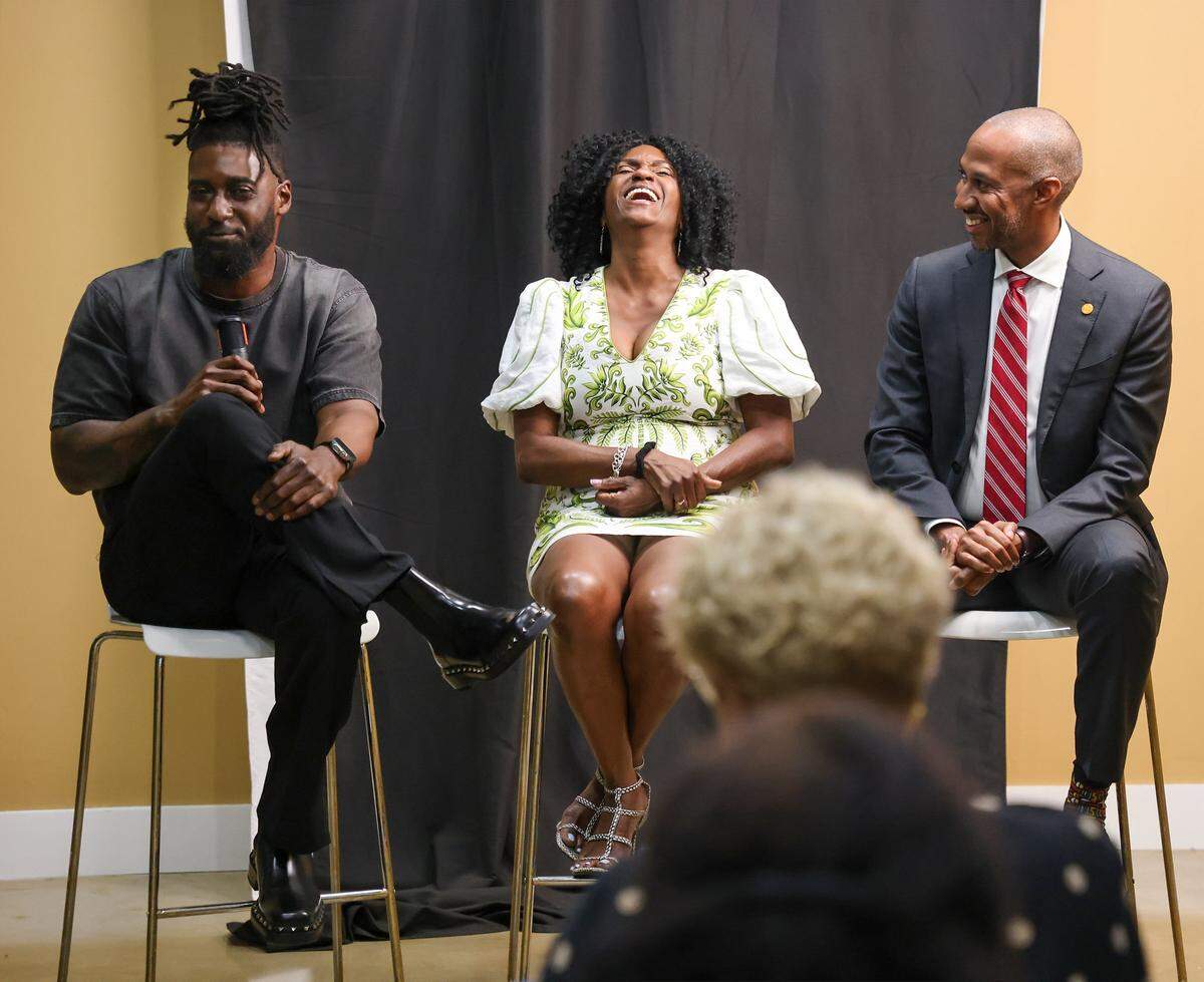 The Miami Herald held “Building Black Businesses,” a business event targeting small business owners and aspiring entrepreneurs, with panelists (left to right) Aamir Taylor, Suzan McDowell and Matthew Pigatt, on Tuesday, Aug. 12, 2025, at Co-Space in Miami Gardens, Florida. 