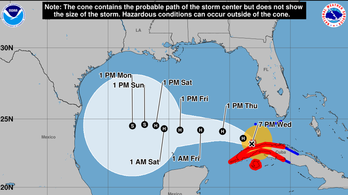 Hurricane Rafael crossed Cuba and weakened to a Category 2 storm on Wednesday night.