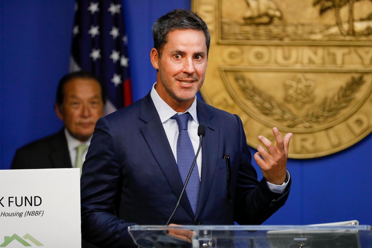 Eric McClelland, chairman and CEO of Red Stone Equity Partners, talks about its partnership with Miami-Dade County to launch a $70 million ‘Building Blocks Fund’ for affordable housing to address the ongoing affordability crisis during a press conference at the Stephen P. Clark Government Center in downtown Miami, Friday, May 20, 2022.