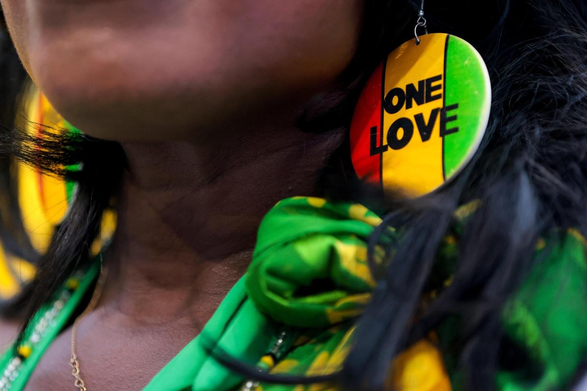 Concertgoers show their national and Caribbean pride during the 19th annual Best of the Best International Music Festival at Bayfront Park in downtown Miami, Sunday, May 25, 2025.