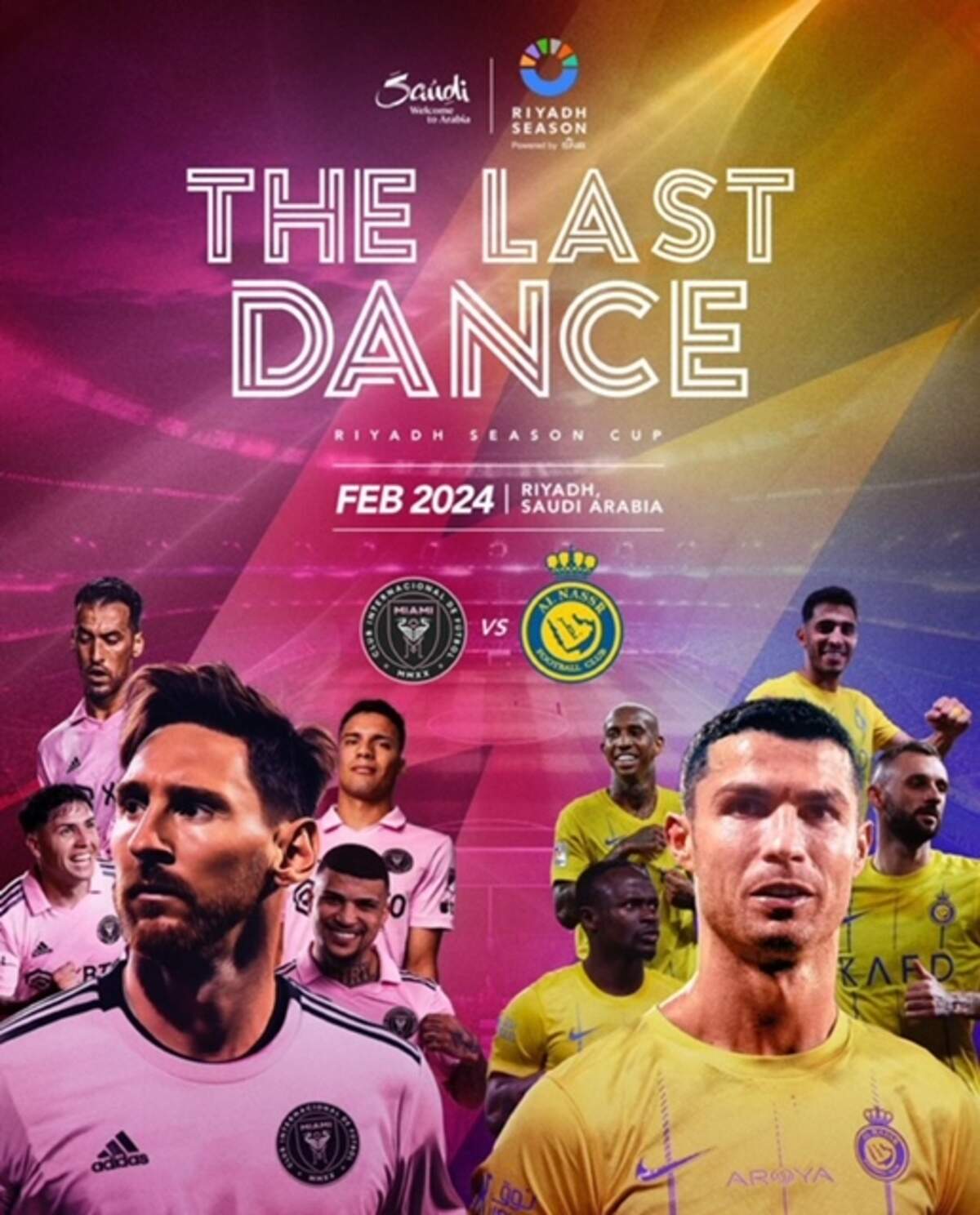 Lionel Messi and Inter Miami will face Cristiano Ronaldo and Al-Nassr in a friendly in Saudi Arabia in early February 2024. The match is being billed as “Last Dance.”