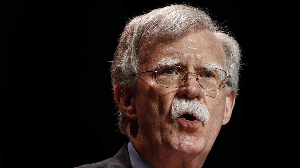 FILE - In this July 8, 2019, file photo, national security adviser John Bolton speaks at the Christians United for Israel’s annual summit, in Washington. In the world’s hot spots from Iran to North Korea, and even among allies, some see opportunity in President Donald Trump’s firing of his national security adviser, Bolton. (AP Photo/Patrick Semansky, File)