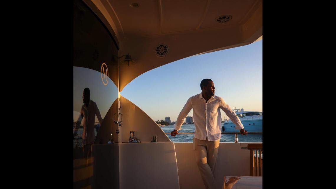 On Sunday, February 19, 2023, investment banker David Pulliam, 28, is photographed on the yacht “Big Daddy.” Pulliam finds a connection to water reaffirms his Blackness in the past, present, and future.