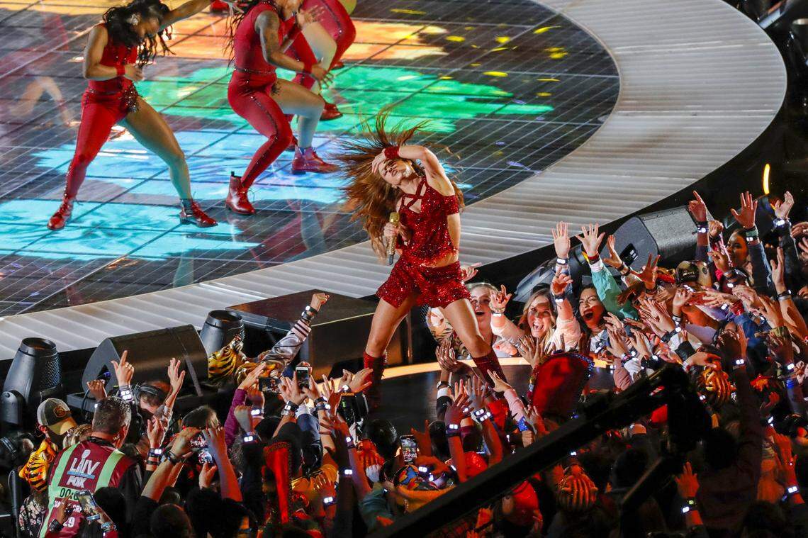 Shakira performs during the Pepsi Super Bowl 54 Halftime Show at Hard Rock Stadium on Sunday.