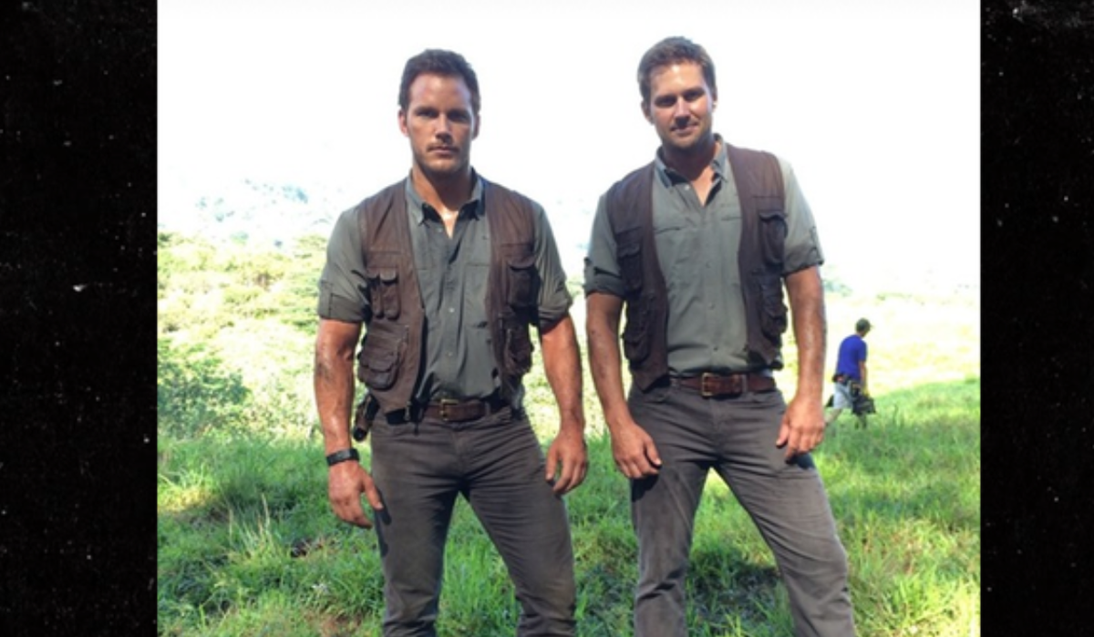 Chris Pratt and Tony McFarr on the set of ‘Jurassic World’/Instagram Stories screenshot