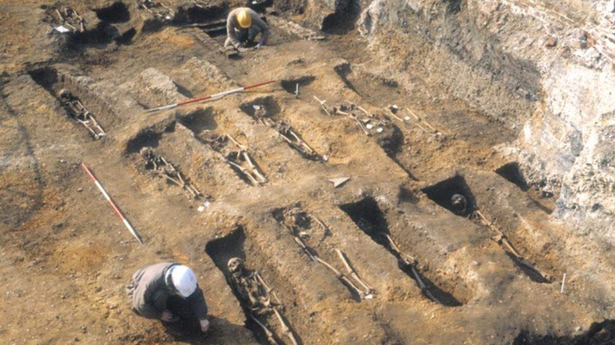The East Smithfield cemetery located in London, built in 1348, the year the Black Death spread among people for the first time.