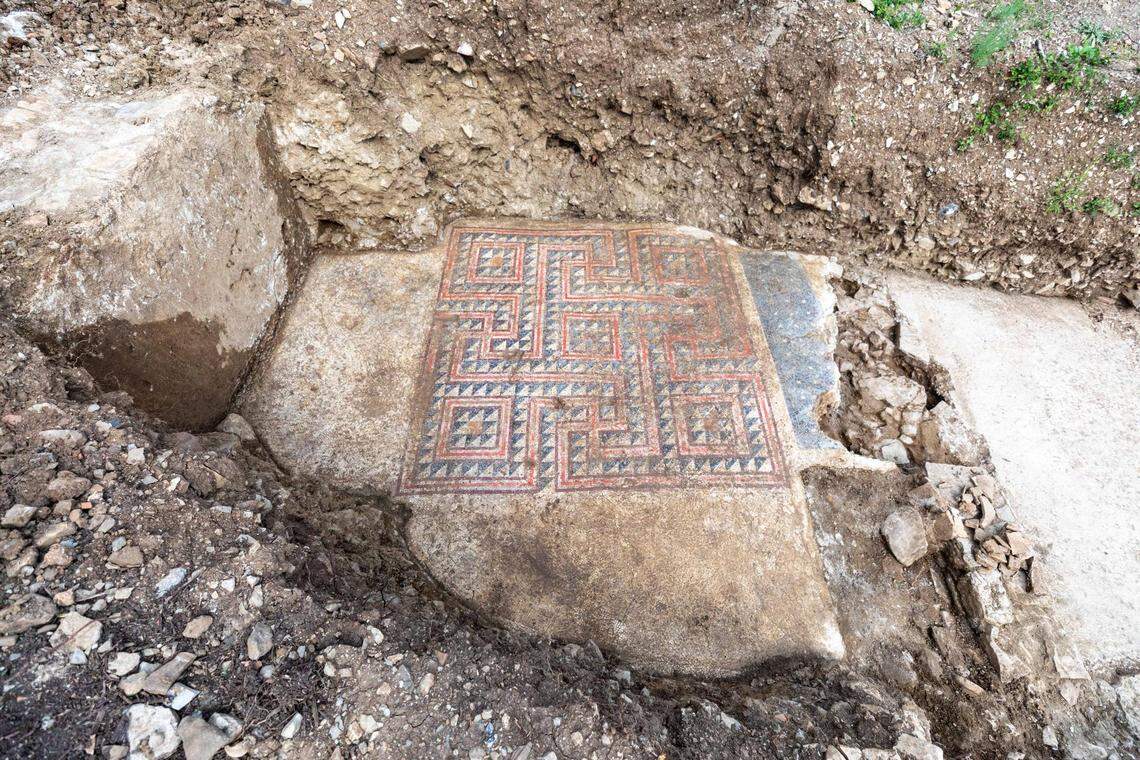 The mosaic was likely in a domus, or wealthy home from Roman times, archaeologists said.