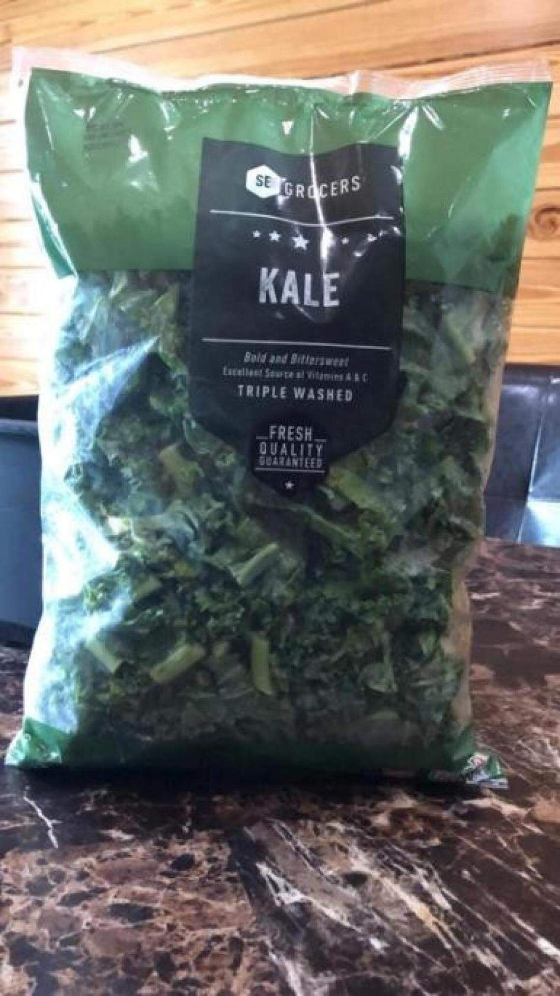 SEG Grocers Kale, sold at Winn-Dixie, Fresco y Más and Harvey’s grocery stores, with a UPC 0 38259 11482 7, production code 0009107020-21832 and use by date of Sept. 18, 2021 is part of a recall due to possible listeria contamination.