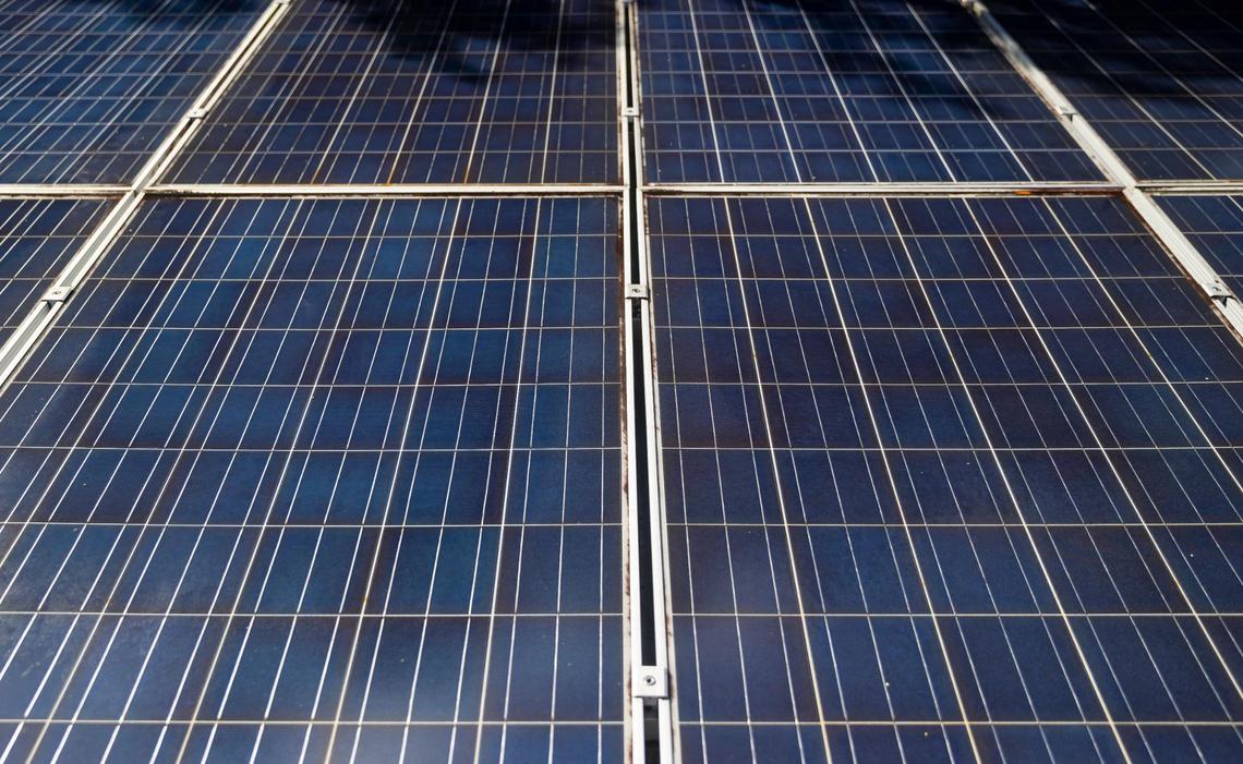 A view of solar panels installed on Phil Stoddard’s home on Wednesday, Jan. 31, 2023, in South Miami, Fla.